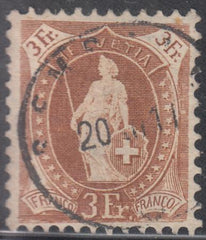 Switzerland 111 (SBK 92A) Used F-VF 3fr. 11 1/2 x 11, White, Wmk