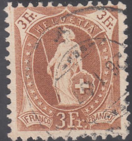 Switzerland 111a (SBK 92C) Used F-VF 3fr 11 1/2 x 12, White, Wmk