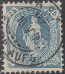 Switzerland 112a (SBK 93B)  Used F-VF 11 1/2 x 12, White, Wmk, Nice Cancel This Stamp is Usually Poorly Centered
