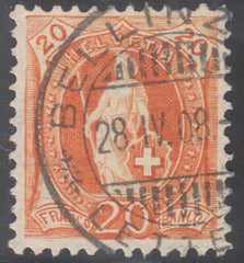 Switzerland 119 (SBK 94A) Used XF 11 1/2 x 12, Granite Paper - S-O-N Cancel (Each Stamp Different Shade)