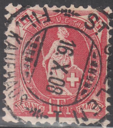 Switzerland 124 (SBK 99A) Used F-VF 1 Fr Red Granite Peper 11 1/2 x 12