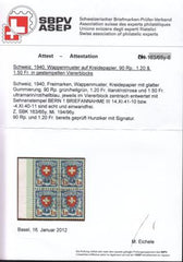 Switzerland 200B - 2B (SBK 163Y-5Y) Used XF Blocks With Full Gum Eichele + Rellstab Cert. Salvage Now Removed But Included