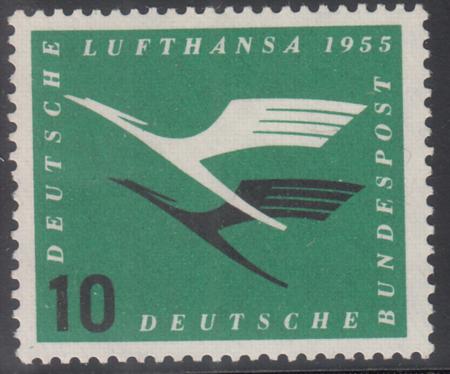 Germany Mi  206 I Scc62 Plate Variety Mint NH VF Broken "E" in BundEspot, Plate Variety, Fingerprint