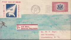 US CE2 Airmail Special Delivery VF FDC On Rare, W.T Raley FDC