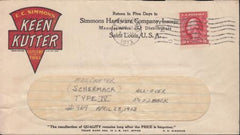 US 409 FDCS Mail-O-Meter IV On Keen Kutter Tool Adv., Multicolor On Face All Over B+W On Reverse, St.Louis Apr. 23, 1913, Cover Folder Lightly Once Vert. + Horiz.