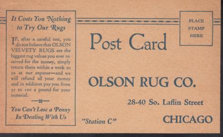US 575 FDCS Chicago Precancel Shermack III VF Stamp On Edge, Flow Cover Due To Very Heavy Contents Still Present. Olsen Rug Advertising 5 Pieces, Mostly Multicolor Incl. Spectacular Piece Allowing You To Compare Rug Sample Colors On Your Floor!