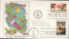 US 2063&4 FDC Dorothy Knapp Combo FDC With Her Printed Cachet Addressed To Son Wally Knapp  Autographed By Her