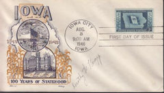 US 942 FDC 3c Iowa Fleetwood/Knapp Printed Cachet Unaddressed FDC, Autographed By Dorothy Knapp. Ex Wally Knapp. Unique!