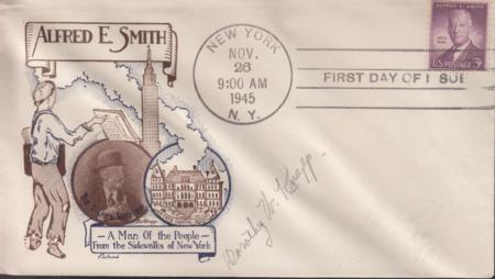 US 937 FDC Fleetwood/Knapp Printed Cachet Unaddressed FDC. Autographed By Dorothy Knapp. Ex Wally Knapp. Unique!
