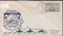 US 951 FDC USS McCook Knapp Printed Catchet Rubber Stamp Addressed To Maxwell R. Knapp Rhinebeck, NY. Ex Wally Knapp. Unique!