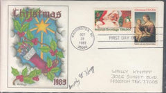 US 2062-3 FDC Combo FDC On Knapp Printed Cachet. Addressed To Wally Knapp. Autographed By Dorothy Knapp. Ex Wally Knapp. Unique!