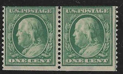 US 387 Classic To Modern Avg-F Mint NH Pair, Line at Right