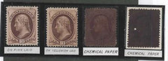 US 161E1 + Variations Essays and Proofs F-XF Mint H 3 Experimental Paper Essays Laid Paper on Rose + Yellow, Chemical Sensitive Paper now Dark Brown, Also a 4th Chemical Sensitive Paper now damaged + N/C
