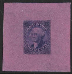 US 69E3P Essays and Proofs XF Mint Die 1 in Blue on Thin Pink Wave 50x50 mm - Rare + Lovely