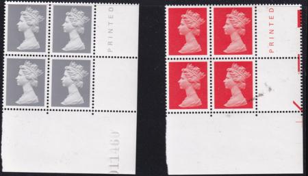 Great Britain 1997 XF NH Machin Essays By Courvoisier In Red-Orange & Grey Block Of 4