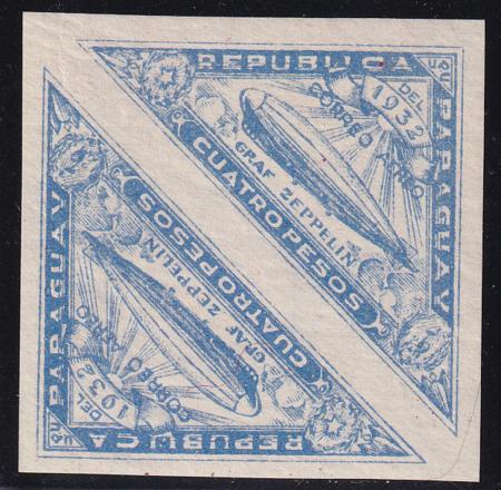 Paraguay 1931 C74a Mint LH Imperf Pair, Signed Sanabria Underpriced!
