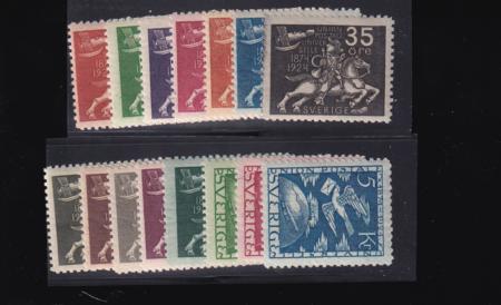 Sweden 213 - 227 Mint NH F-VF-XF Complete Set