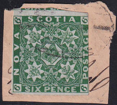 Nova Scotia 5 Used On Piece 3 1/2 Margins - Top Huge - Into Stamp Above