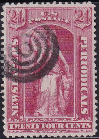 US PR17 Newspaper Used VF-XF Exceptional! Black Target Handstamp Cancel Deep Rich Color!