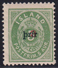 Iceland 31a Facit 34 LH F-VF Large "Prir" Nielson Cert.