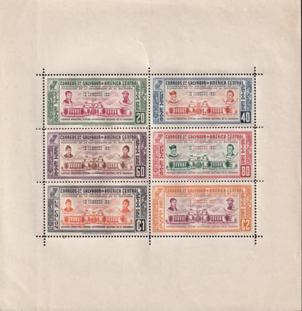 Salvador C83a VF NH S/S Of 6 Perf 11 1/2 Early Owl Few Salvage Wrinkles Normal Due To Large Size