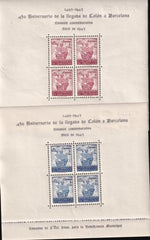 Spain Barcelona 1943 Edifil BF51-52 Sets Of 2 S/S 450th Anniv. Of Columbus' Arrival In Barcelona VF-Pristine NH (Rare As Such)
