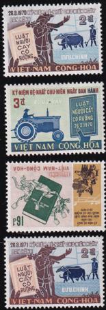 Vietnam  1971 Farmers Law Issue 389-91 + 389a NH - 1970 Date Error On 2pi