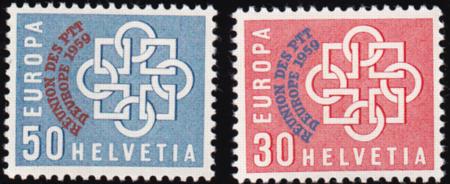Switzerland 376-77 1959 PTT Overprint Set