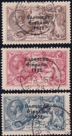 Ireland 77b-9b Used F-VF Wide Spacing Date Set, Dublin CDS Cancels 78b(140) Short LL Corner Perf