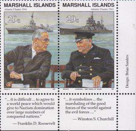 US 283-84(W23) Trust Territories Marshall Islands WWII Anniversaries NH VF Atlantic Charter