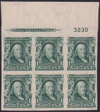 US 314 Bureau and Regular Issues Mint NH VF-XF Top Plate # Block