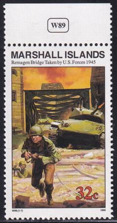 US 507(W89) Trust Territories Marshall Islands WWII Anniversaries NH VF Remagen Bridge Taken