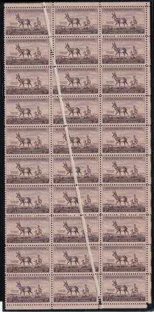 US 1078 Mint NH VF-XF Block Of 30, Pre-Printing Paperfold