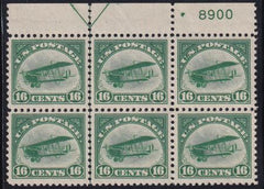 US C2 Airmail Mint NH VF-XF Plate # Block, UL Stamp Natural Gum