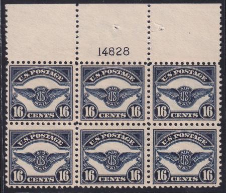 US C5 Airmail Mint H F-VF Plate # Block Of 6 Fresh!
