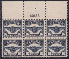 US C5 Airmail Mint H F-VF Plate # Block Of 6 Fresh!