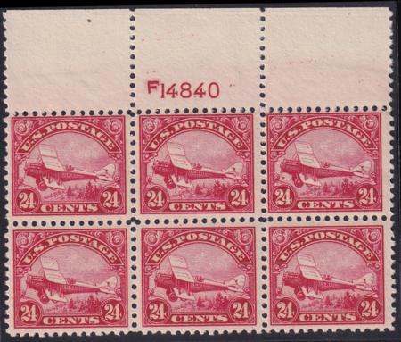 US C6 Airmail Mint H F-VF Plate # Block - Fresh