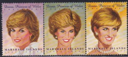 US 645 Trust Territories Marshall Islands NH VF Princess Diana Strip Of 3