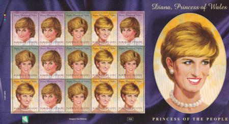 US 645 Trust Territories Marshall Islands NH VF Princess Diana Full Sheet Of 15