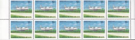 US C22a Trust Territories Marshall Islands Airmail NH VF Aircraft(1989) 12 Cent Booklet Pane