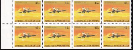 US C25a Trust Territories Marshall Islands Airmail NH VF Aircraft(1989) 45 Cent Booklet Pane