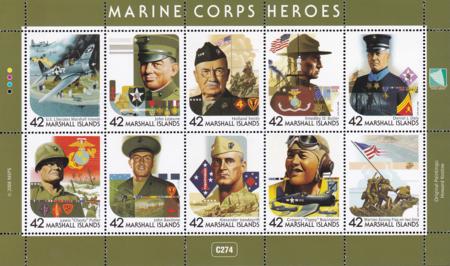 US 910 Trust Territories Marshall Islands NH VF Marine Heroes M/S