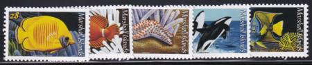 US 940-44 Trust Territories Marshall Islands NH VF Marine Life Definitive Set(5)