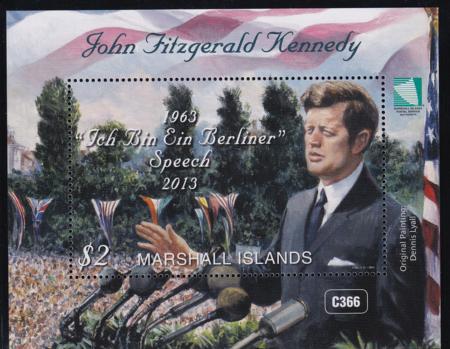 US 1061 Trust Territories Marshall Islands NH VF Kennedy Berliner Speech S/S