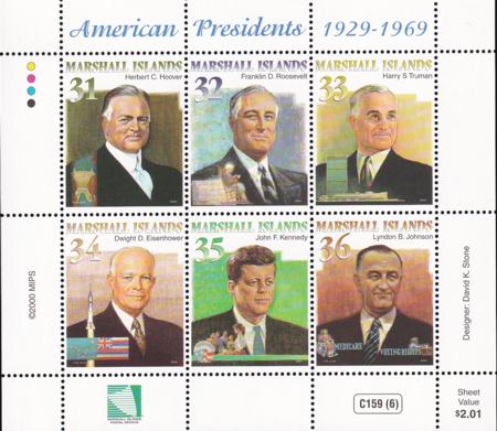 US 732-38 Trust Territories Marshall Islands NH VF US Presidents M/S