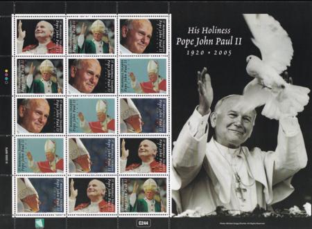 US 858 Trust Territories Marshall Islands NH VF Pope John Paul II M/S Of 15