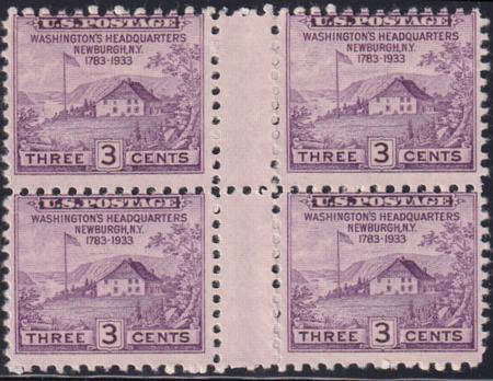 US 752 3¢ Newburgh Farley Mint Positions No Gum VF Horiz. Pair Vert. Ln