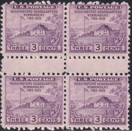 US 752 3¢ Newburgh Farley Mint Positions No Gum VF Vert. Pair Horiz. Ln.