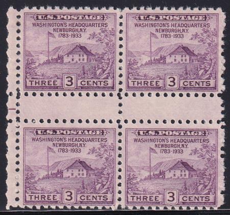 US 752 3¢ Newburgh Farley Mint Positions No Gum VF Left Or Right Arrow Block