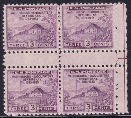 US 752 3¢ Newburgh Farley Mint Positions No Gum VF Left Or Right Arrow Block